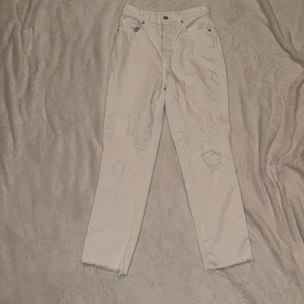 Lucky Brand White High Rise Mom Jean